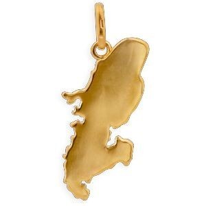 Pendentif Plaqué Or Carte Martinique 12*27mm Avec Bélière