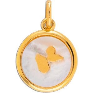 Pendentif Plaqué Or Médaillon Nacre Carte Guadeloupe 15*20mm Avec Bélière