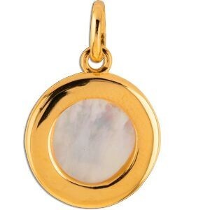 Pendentif Plaqué Or Médaillon Nacre Carte Guyane 15*20mm Avec Bélière