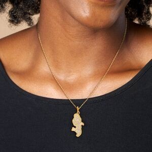 Pendentif Plaqué Or Carte Martinique Zirconium 17*32mm Avec Bélière