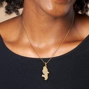 Pendentif Plaqué Or Carte Martinique Zirconium 17*32mm Avec Bélière