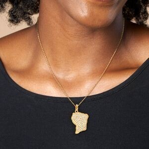 Pendentif Plaqué Or Carte Guyane Zirconium 18*28mm Avec Bélière
