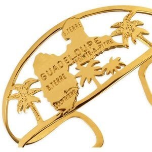 Jonc Plaqué Or Carte Guadeloupe Palmiers 40mm Modèle Enfant