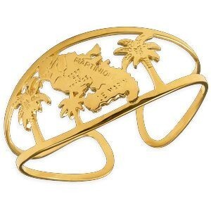 Jonc Plaqué Or Carte Martinique Palmiers 40mm Modèle Enfant