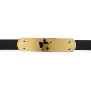 Bracelet Acier Jaune Carte Guadeloupe Sicilone Noir 10mm 21cm