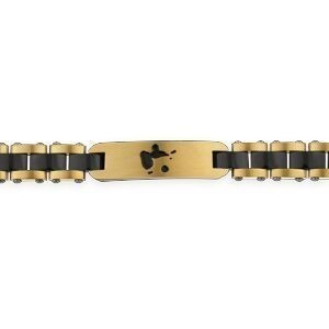 Bracelet Acier Bicolore 21cm Plaque Carte Guadeloupe 39*10.5mm