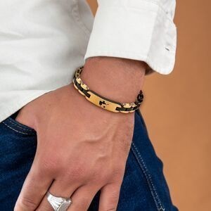 Bracelet Acier Bicolore 21cm Plaque Carte Guadeloupe 39*10.5mm