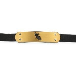 Bracelet Acier Jaune Carte Martinique Sicilone Noir 10mm 21cm