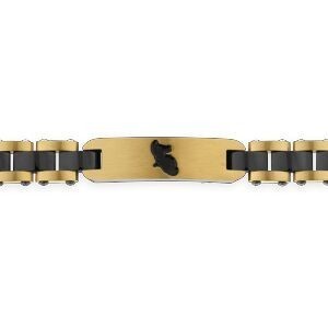 Bracelet Acier Bicolore 21cm Plaque Carte Martinique 39*10.5mm