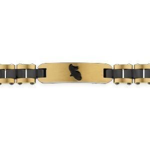 Bracelet Acier Bicolore 21cm Plaque Carte Martinique 39*10.5mm