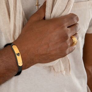 Bracelet Acier Jaune Carte Guyane Sicilone Noir 10mm 21cm