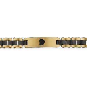 Bracelet Acier Bicolore 21cm Plaque Carte Guyane 39*10.5mm