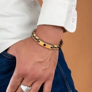 Bracelet Acier Bicolore 21cm Plaque Carte Guyane 39*10.5mm