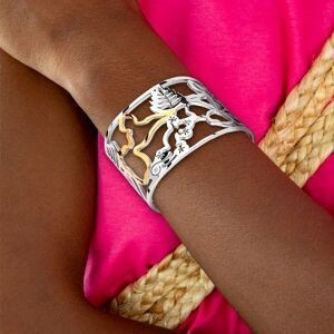 Manchette Acier Bicolore Carte Guadeloupe Gwoka 60mm
