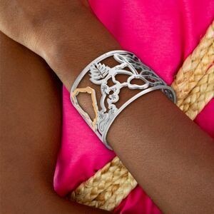 Manchette Acier Bicolore Carte Guyane Gwoka 60mm