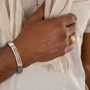 Bracelet Acier 10mmn Bicolore Carte Martinique 21cm