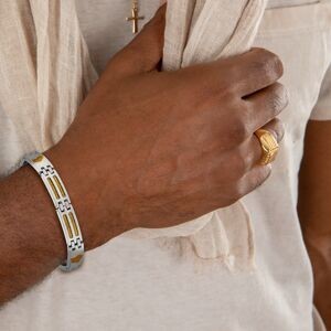 Bracelet Acier 10mmn Bicolore Carte Guyane 21cm