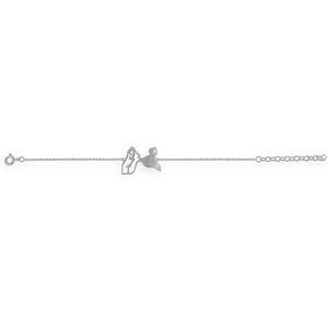 Bracelet Argent 925 1.2mm Carte Guadeloupe 971 Palmier 22.5*16.5mm 15  à 19cm