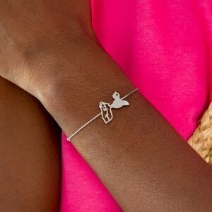 Bracelet Argent 925 1.2mm Carte Guadeloupe 971 Palmier 22.5*16.5mm 15  à 19cm
