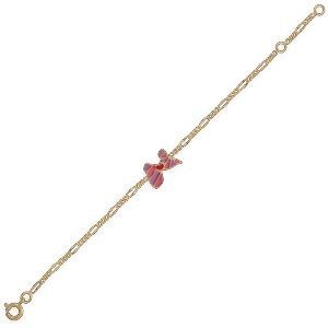 Bracelet Plaqué Or Carte Guadeloupe 14*9mm Email Rose Mauve 14  à 16cm