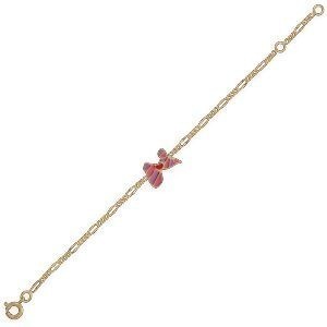 Bracelet Plaqué Or Carte Guadeloupe 14*9mm Email Rose Mauve 14  à 16cm