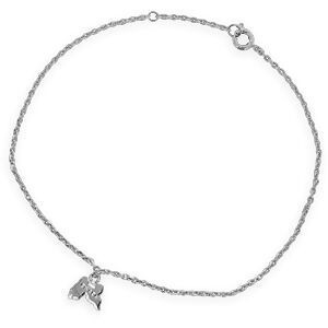 Chaîne Cheville Argent 925 23  à 25cm Carte Guadeloupe 10*7.5mm