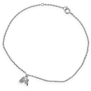 Chaîne Cheville Argent 925 23  à 25cm Carte Guadeloupe 10*7.5mm