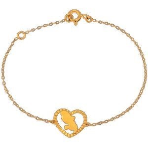 Bracelet Or 375 17  à 19cm Cœur Diamanté Carte Martinique 11.2*12.8mm