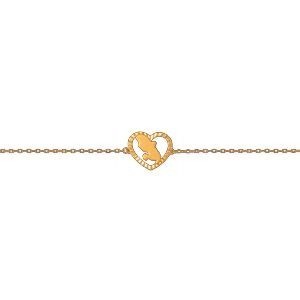 Bracelet Or 375 17  à 19cm Cœur Diamanté Carte Martinique 11.2*12.8mm