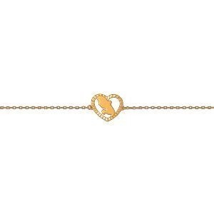 Bracelet Or 375 17  à 19cm Cœur Diamanté Carte Martinique 11.2*12.8mm