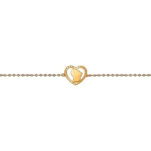 Bracelet Or 750 Cœur Diamanté Carte Guyane 11.2*12.8mm 19cm