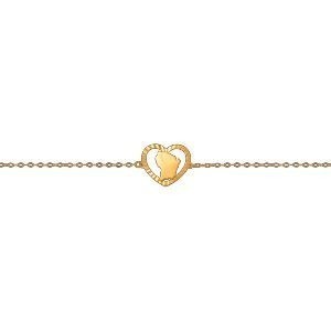 Bracelet Or 750 Cœur Diamanté Carte Guyane 11.2*12.8mm 19cm