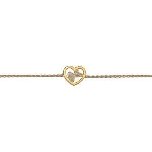 Bracelet Or 375 17  à 19cm Cœur Carte Guadeloupe Email Pailleté 11*12mm
