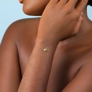Bracelet Or 375 17  à 19cm Cœur Carte Guadeloupe Email Pailleté 11*12mm