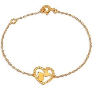 Bracelet Or 375 17  à 19cm Cœur Diamanté Carte Guadeloupe 11.2*12.8mm