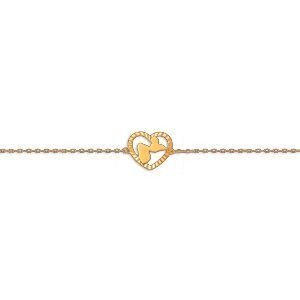Bracelet Or 375 17  à 19cm Cœur Diamanté Carte Guadeloupe 11.2*12.8mm