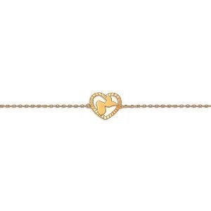 Bracelet Or 375 17  à 19cm Cœur Diamanté Carte Guadeloupe 11.2*12.8mm