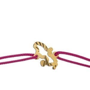 Bracelet Or 375 Carte Martinique Diamanté 8*13mm Cordon Rose 18cm