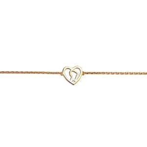 Bracelet Plaqué Or 18  à 20cm Cœur Guyane 10mm