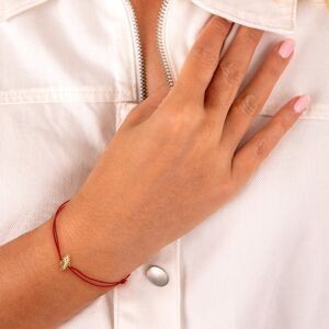 Bracelet  Plaqué Or Carte Martinique Zirconium 6.5*12.5mm Cordon Rouge 18cm