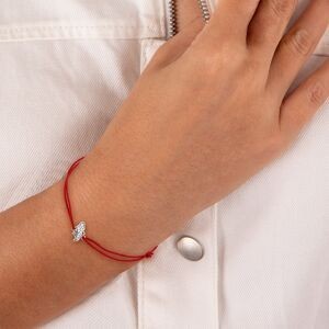 Bracelet Argent 925 Carte Martinique Zirconium 6.5*12.5mm Cordon Rouge 18cm