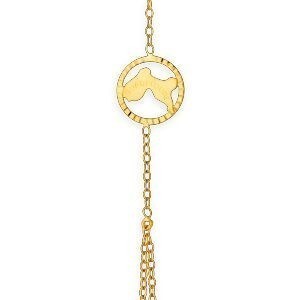 Chaîne Main Or 375 1.3mm 18cm Carte Guadeloupe Cerclée 11mm