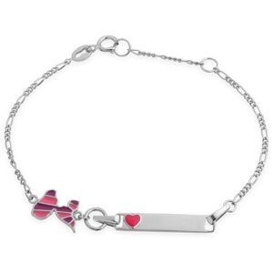 Bracelet Identité Argent 925 Email Carte Guadeloupe Cœur 14  à 16cm