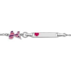 Bracelet Identité Argent 925 Email Carte Guadeloupe Cœur 14  à 16cm
