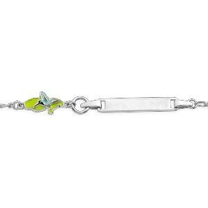 Bracelet Identité Argent 925 Email Carte Martinique Colibri 10*7mm 14  à 16cm