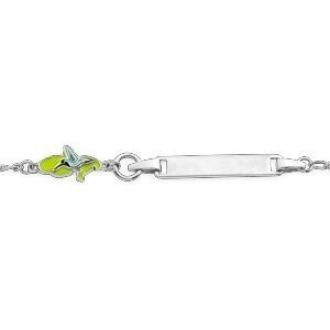 Bracelet Identité Argent 925 Email Carte Martinique Colibri 10*7mm 14  à 16cm