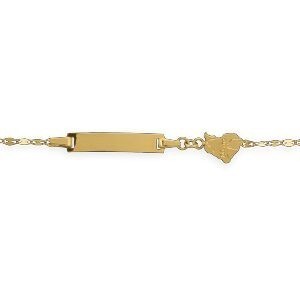 Bracelet Identité Or 750 Carte Guyane 10*6mm 12  à 14.5cm