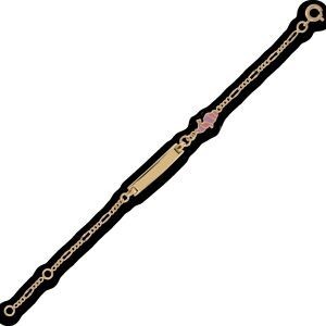 Bracelet Identité Plaqué Or Carte Martinique 10*5mm Email Rose Mauve 14  à 16cm