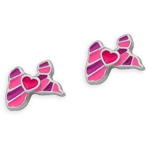 Boucles D'oreilles Argent 925 Email Carte Guadeloupe Cœur 7*5mm
