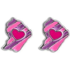 Boucles D'oreilles Argent 925 Email Carte Guyane Cœur